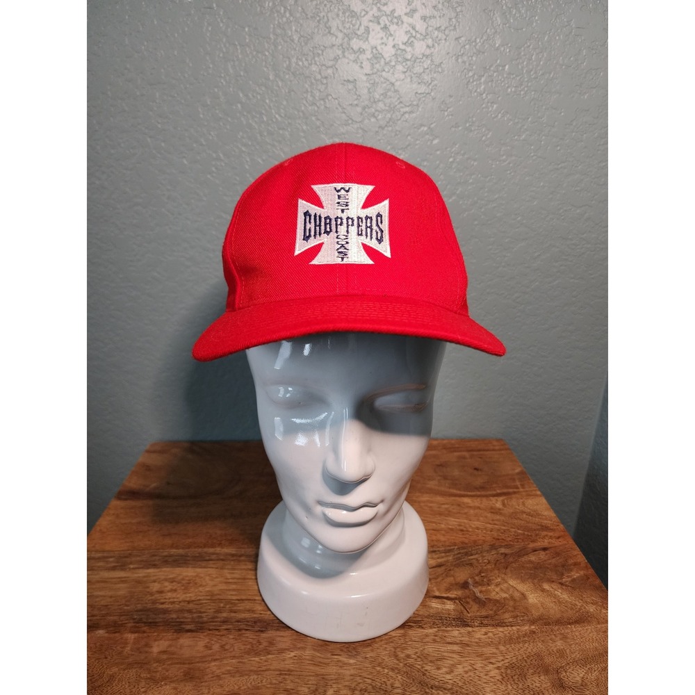 West Coast Choppers Jesse James Snapback Hat Red Iron Cross Logo Yupoong Cap